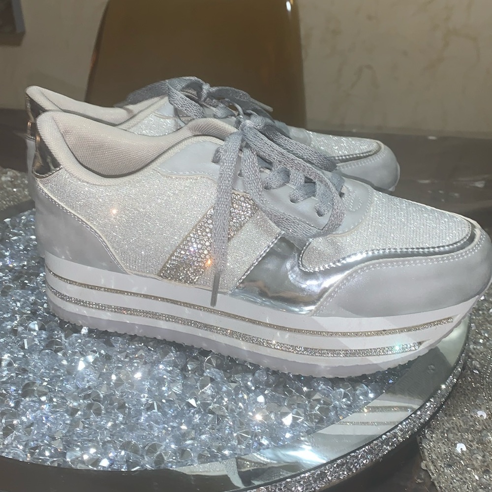 Lucita Silver BLING Platform Sneakers